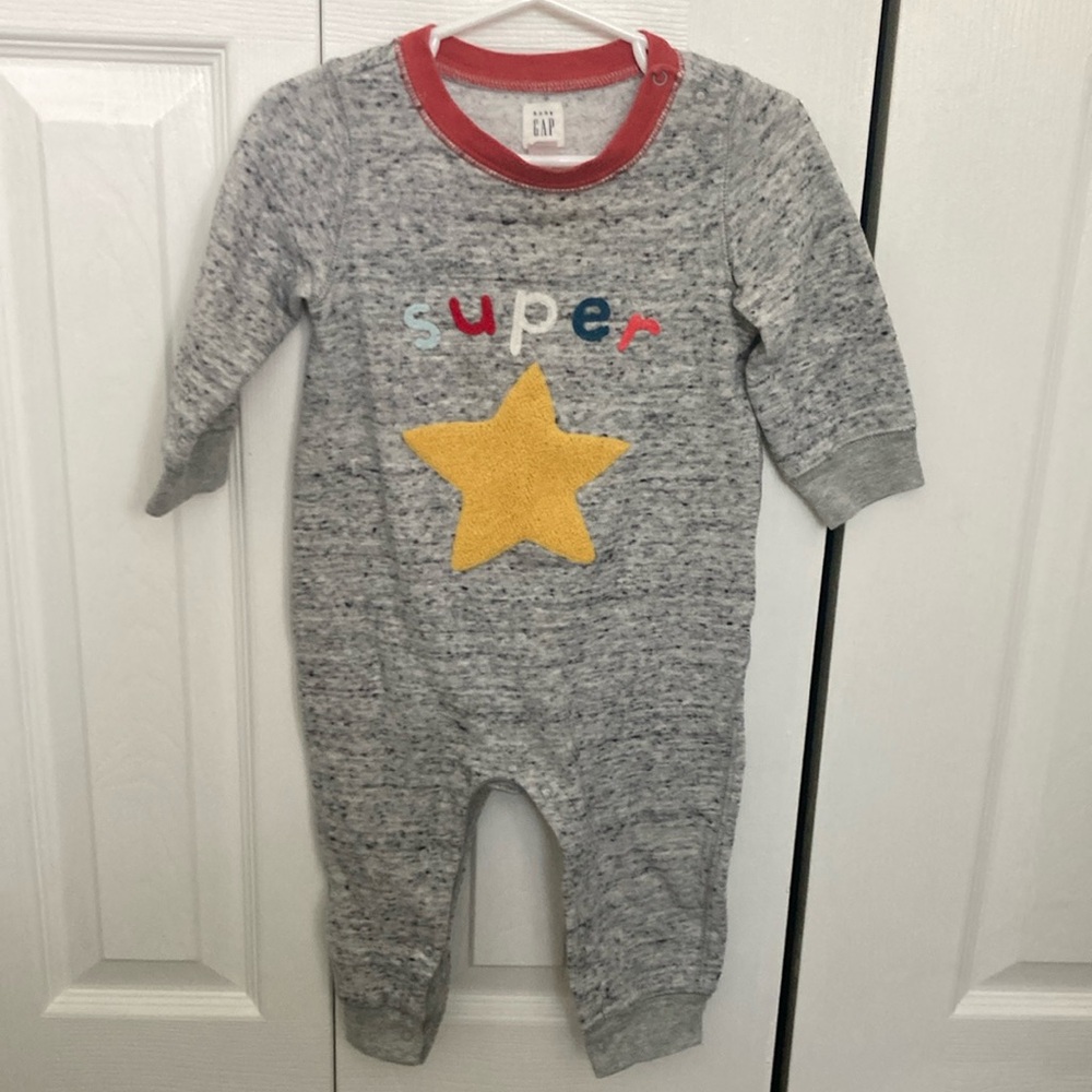 GAP Baby Gray and with Star Soft Cotton One Piece